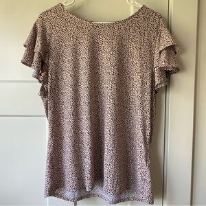 Adrianna Papell Blush and Black Ruffle Sleeve Blouse